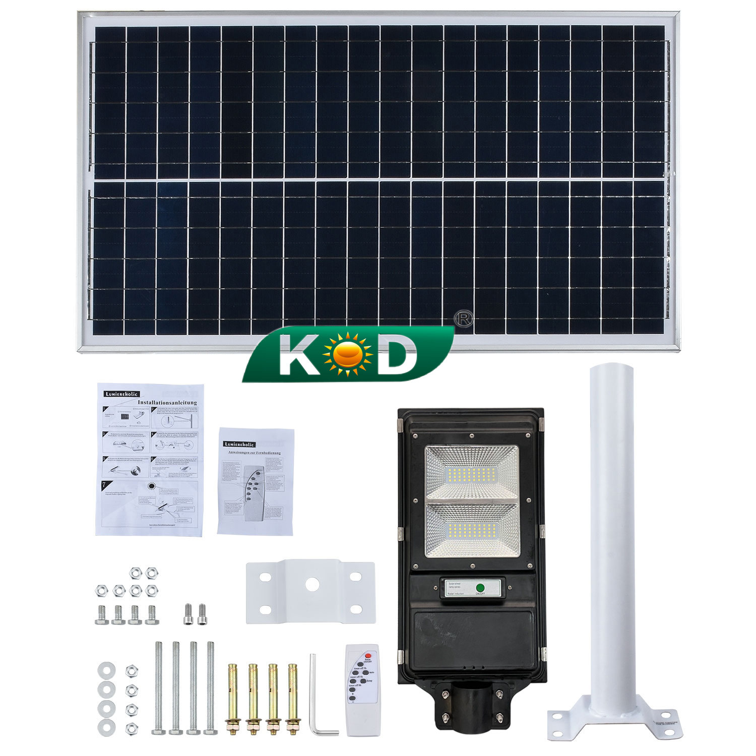 1500Lm LED Solar Street Light with Radar Induction Function And Iron Material Produced by China Factory